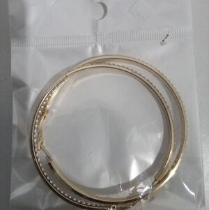 Gold And Diamond Stainless Steel Hoop Earrings